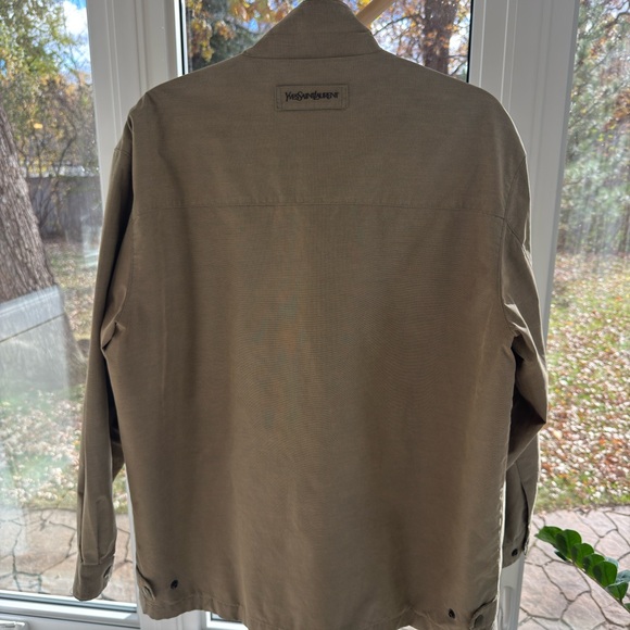 Yves Saint Laurent Vintage Windbreaker Jacket Khaki Logo Size XL - Picture 7 of 7